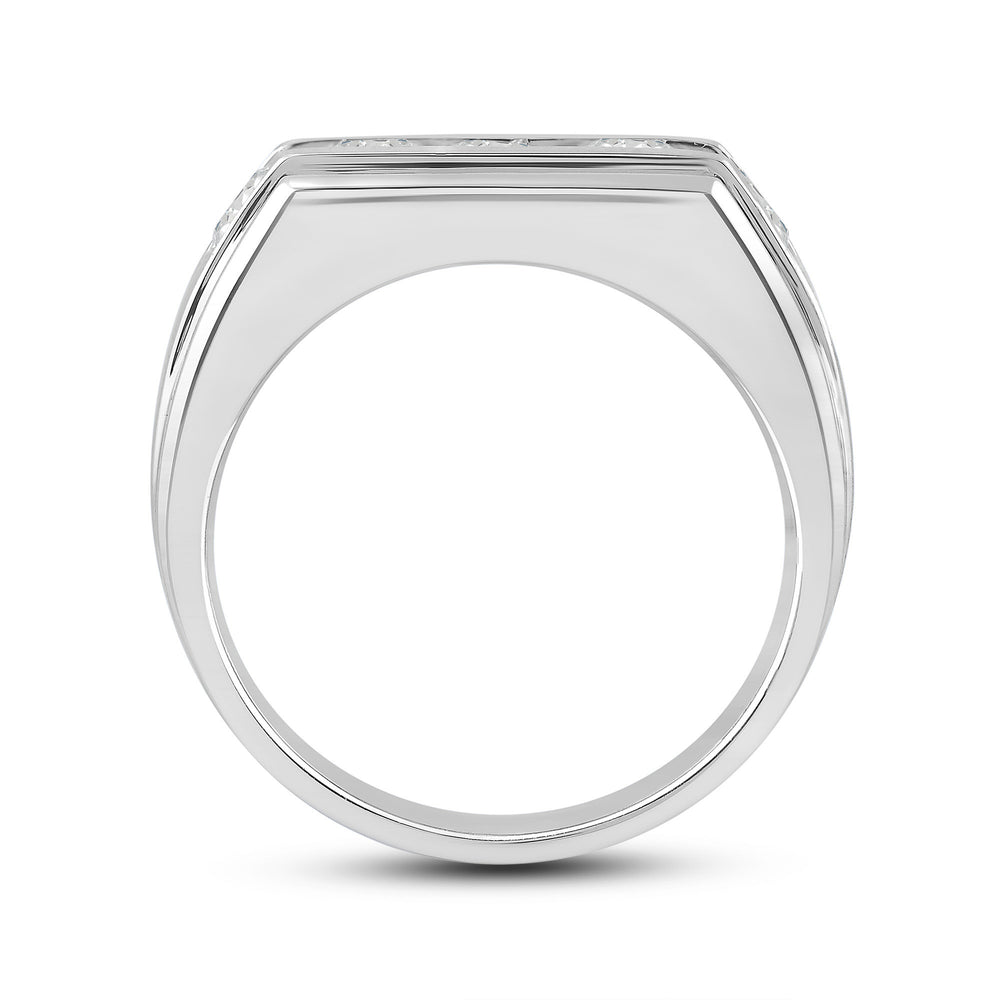 5 Stone Stepped Men's Ring with Platinum / Lab / 2 Cut Diamond in 14KT Platinum / Lab / 2 view 2
