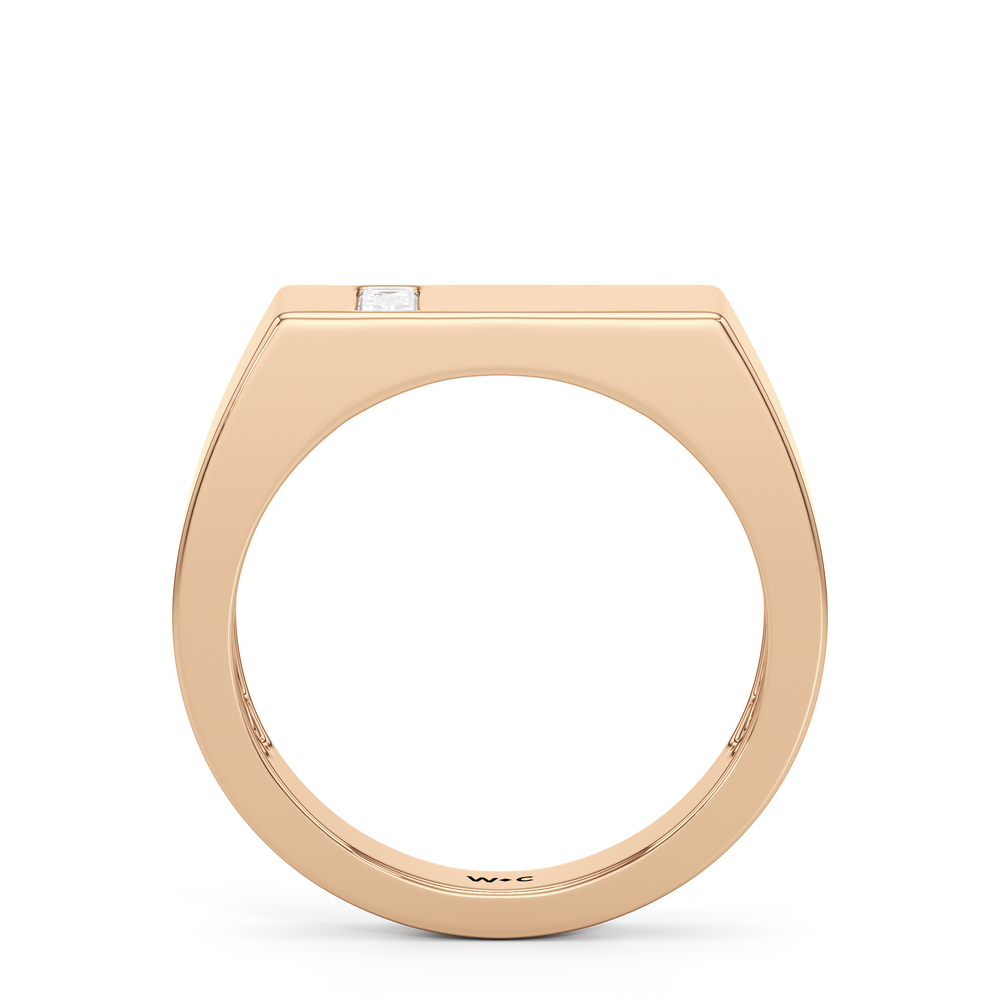 Angular Flat Top Solitaire Men's Ring with 18KT Rose Gold / Lab / 1/5 Cut Diamond in 14KT Rose Gold / Lab / 1/5 view 2
