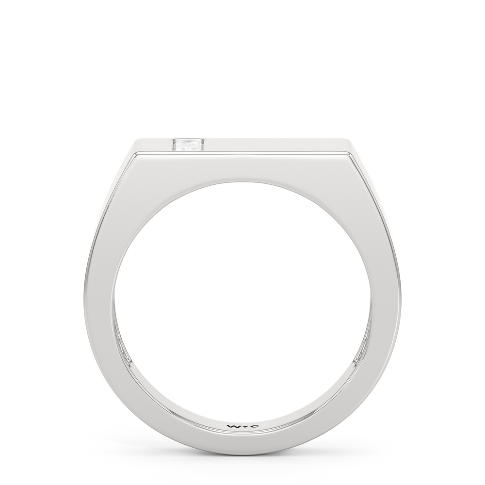 Angular Flat Top Solitaire Men's Ring with Platinum / Lab / 1/5 Cut Diamond in 14KT Platinum / Lab / 1/5 view 2
