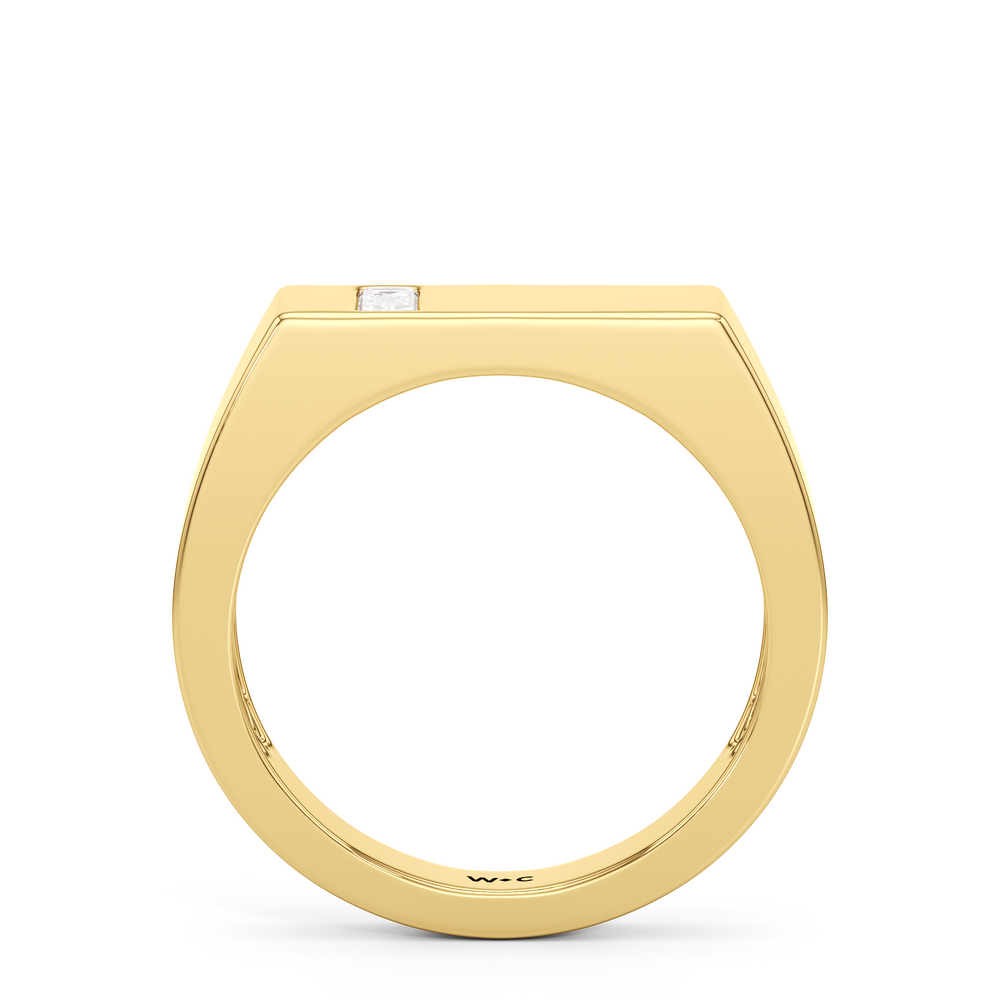Angular Flat Top Solitaire Men's Ring with 18KT Yellow Gold / Lab / 1/5 Cut Diamond in 14KT Yellow Gold / Lab / 1/5 view 2
