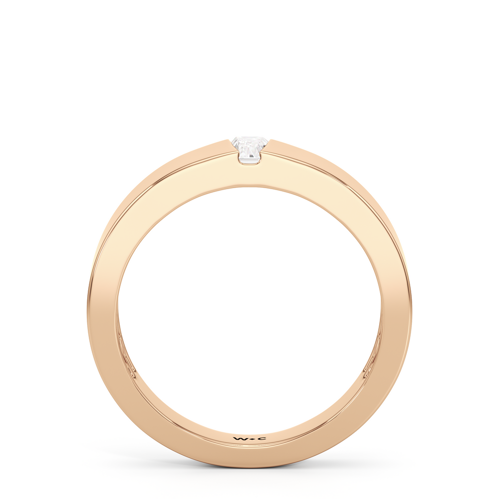Tapered Baguette Solitaire Men's Ring with 18KT Rose Gold / Lab / 1/4 Cut Diamond in 14KT Rose Gold / Lab / 1/4 view 2
