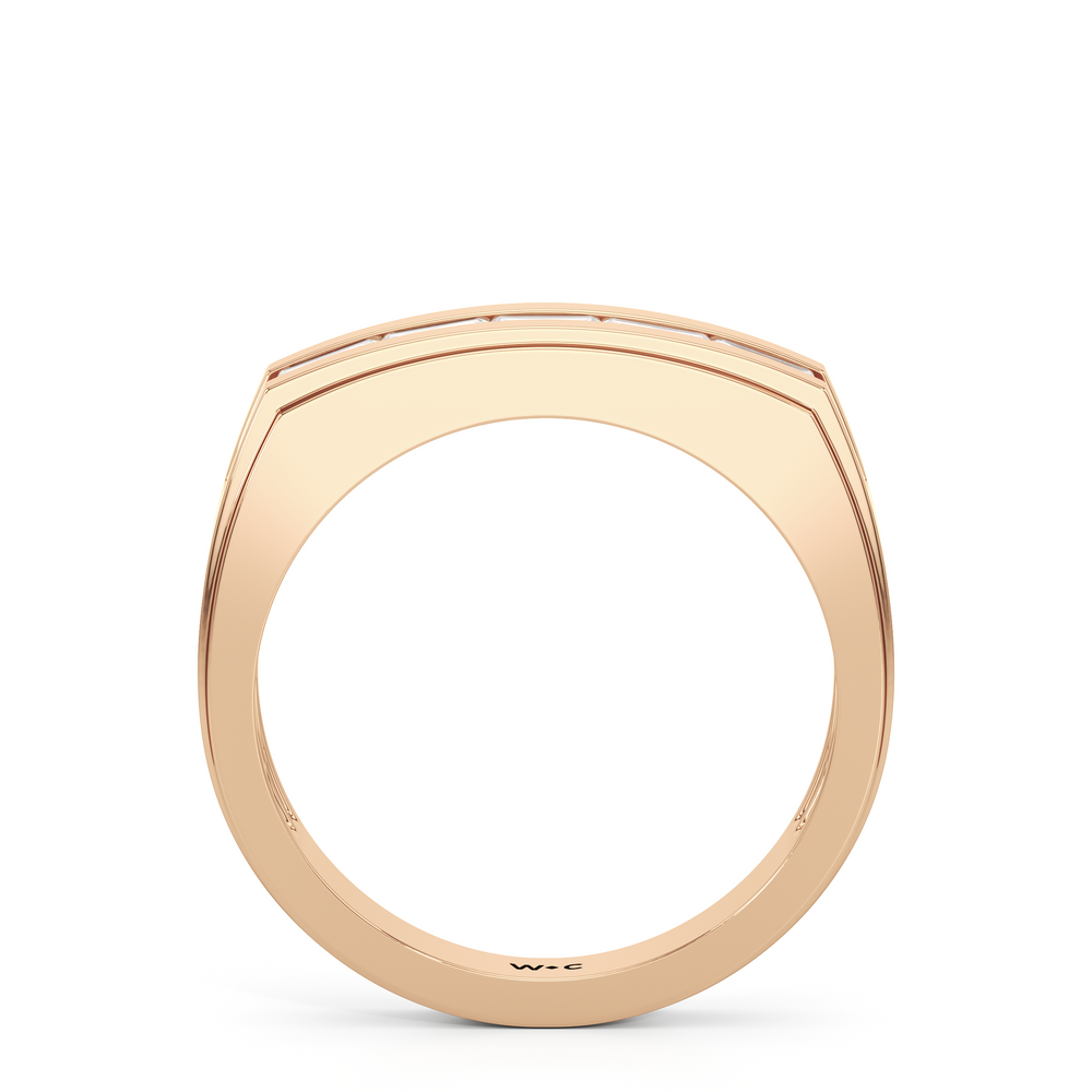 Diamond Channel Beveled Men's Ring with 18KT Rose Gold / Lab / 5/8 Cut Diamond in 14KT Rose Gold / Lab / 5/8 view 2
