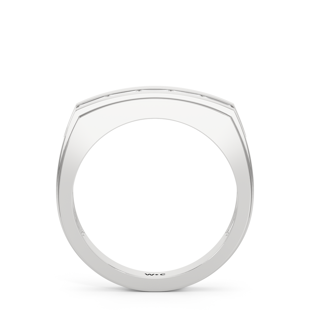 Diamond Channel Beveled Men's Ring with Platinum / Lab / 5/8 Cut Diamond in 14KT Platinum / Lab / 5/8 view 2
