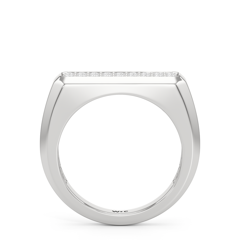Octagonal Flat Top Diamond Pave Men's Ring with Platinum / Lab / 1/2 Cut Diamond in 14KT Platinum / Lab / 1/2 view 2
