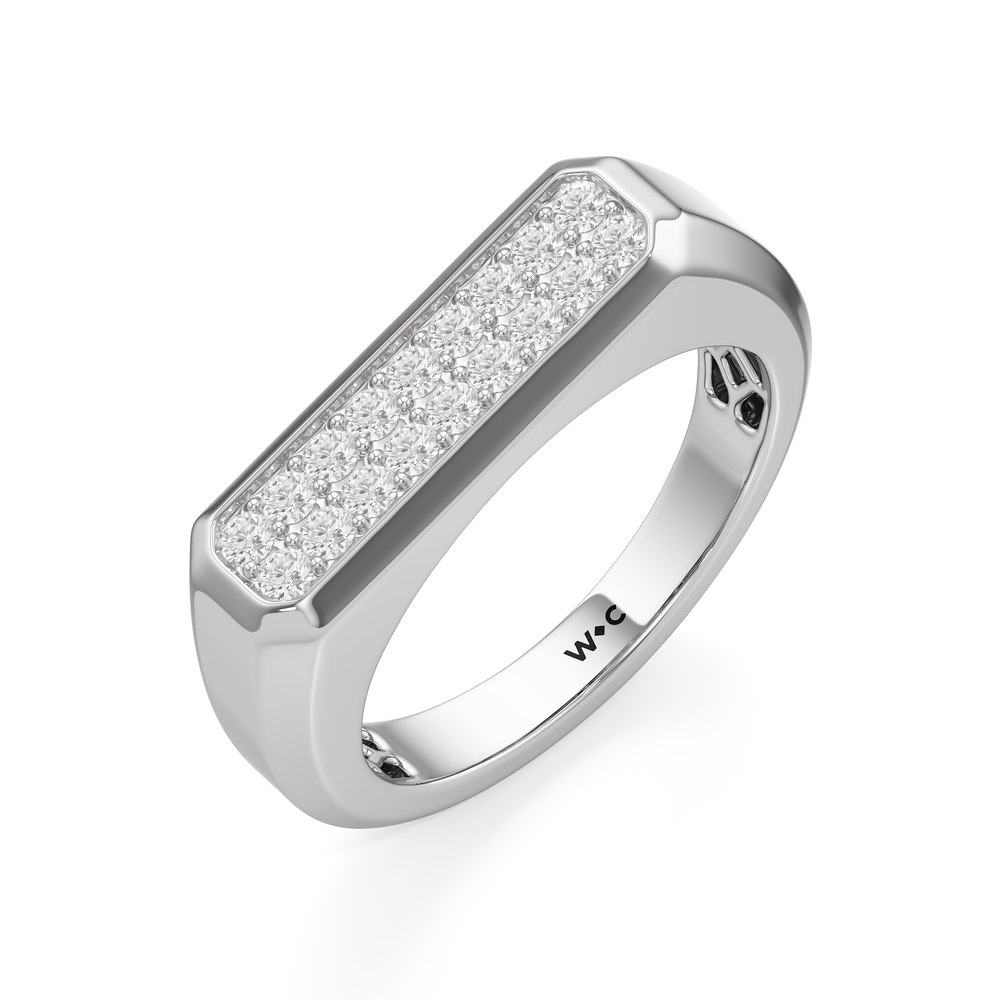 Octagonal Flat Top Diamond Pave Men's Ring with Platinum / Lab / 1/2 Cut Diamond in 14KT Platinum / Lab / 1/2 view 3
