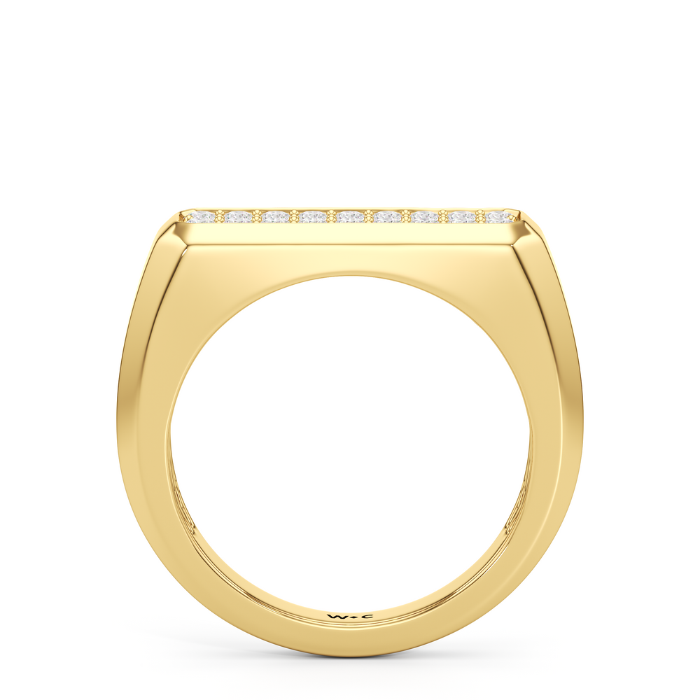 Octagonal Flat Top Diamond Pave Men's Ring with 18KT Yellow Gold / Lab / 1/2 Cut Diamond in 14KT Yellow Gold / Lab / 1/2 view 2

