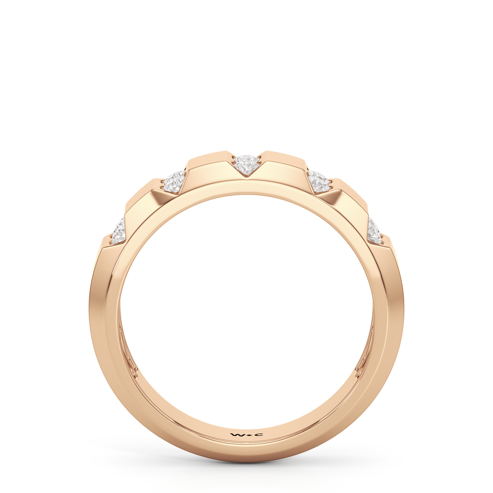 Ridged Channel Diamond Men's Ring with 18KT Rose Gold / Lab / 1/2 Cut Diamond in 14KT Rose Gold / Lab / 1/2 view 2
