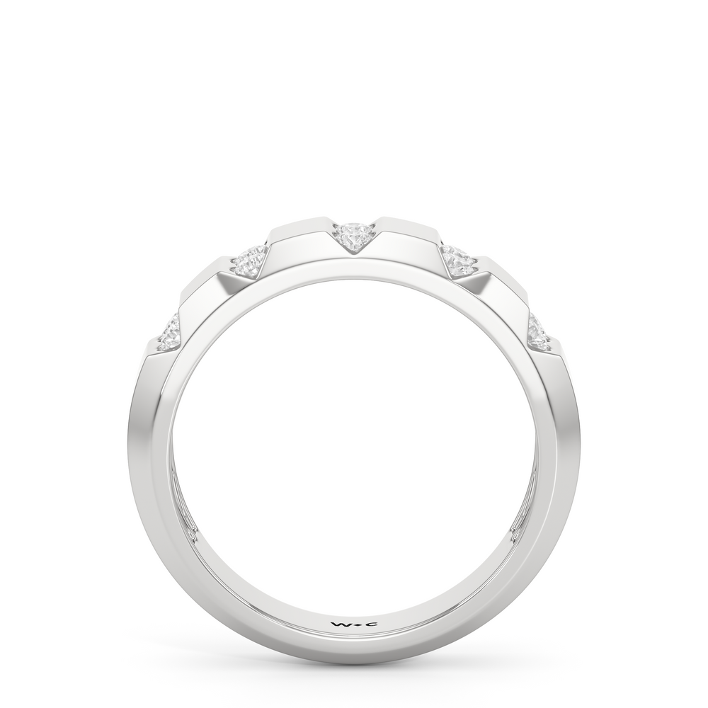 Ridged Channel Diamond Men's Ring with Platinum / Lab / 1/2 Cut Diamond in 14KT Platinum / Lab / 1/2 view 2
