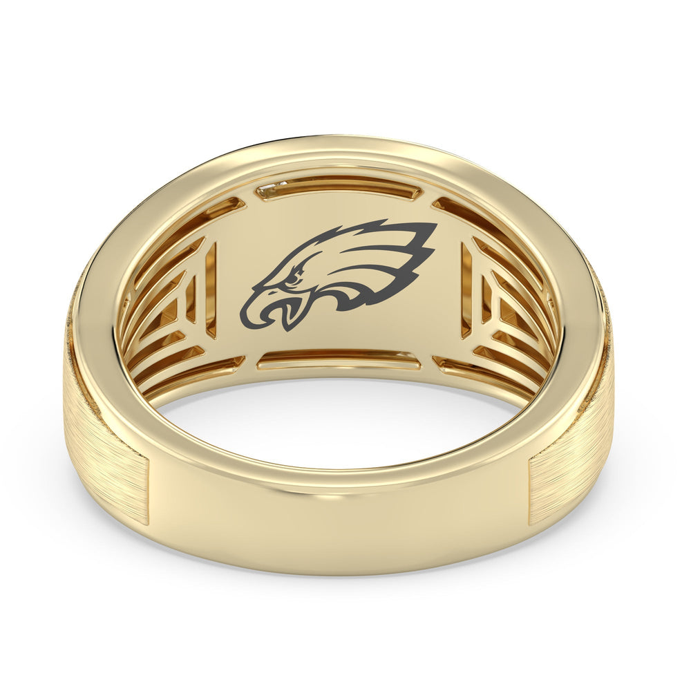 NFL Men's Diamond Band with 18KT Yellow Gold / Natural / Eagles Cut Diamond in 14KT Yellow Gold / Natural / Eagles view 2
