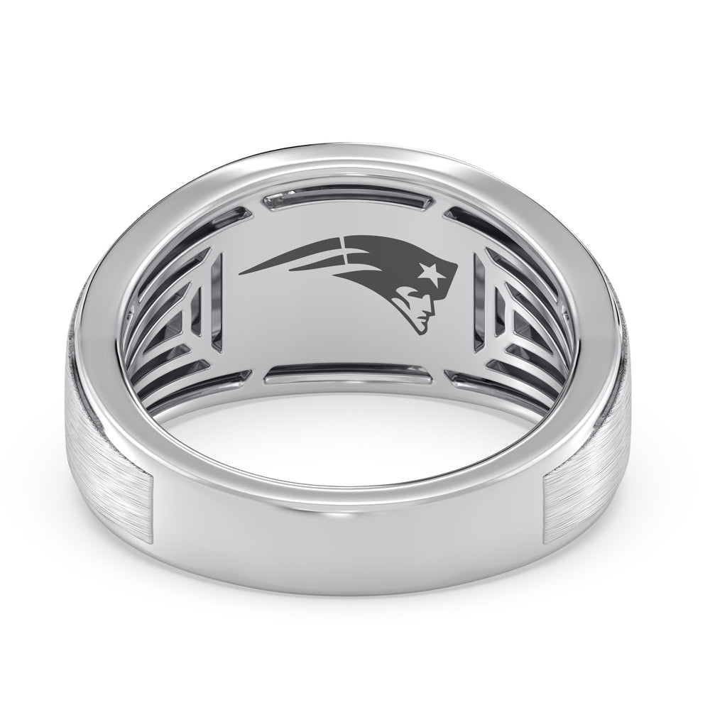 NFL Men's Diamond Band with Platinum / Natural / Patriots Cut Diamond in 14KT Platinum / Natural / Patriots view 2
