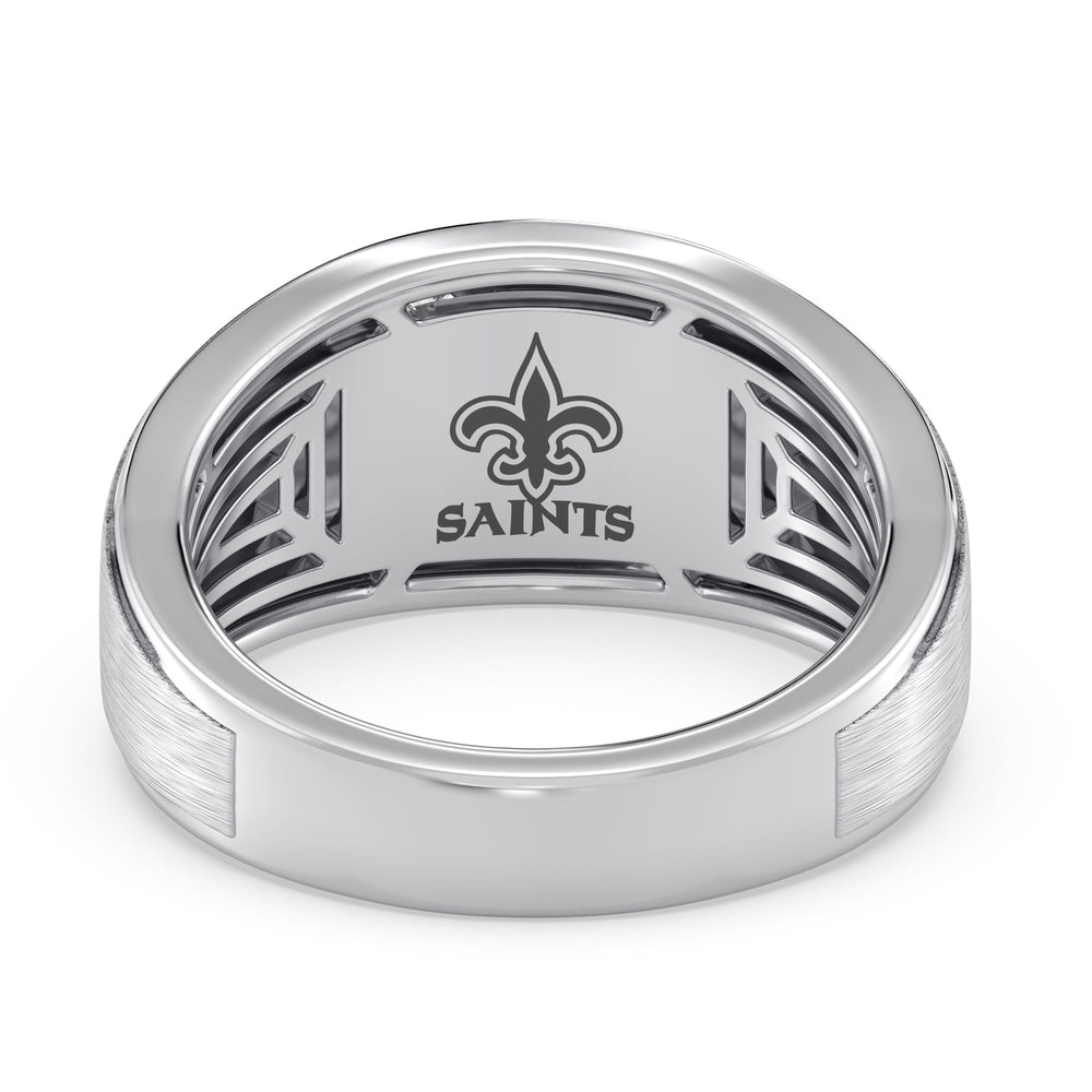 NFL Men's Diamond Band with Platinum / Natural / Saints Cut Diamond in 14KT Platinum / Natural / Saints view 2
