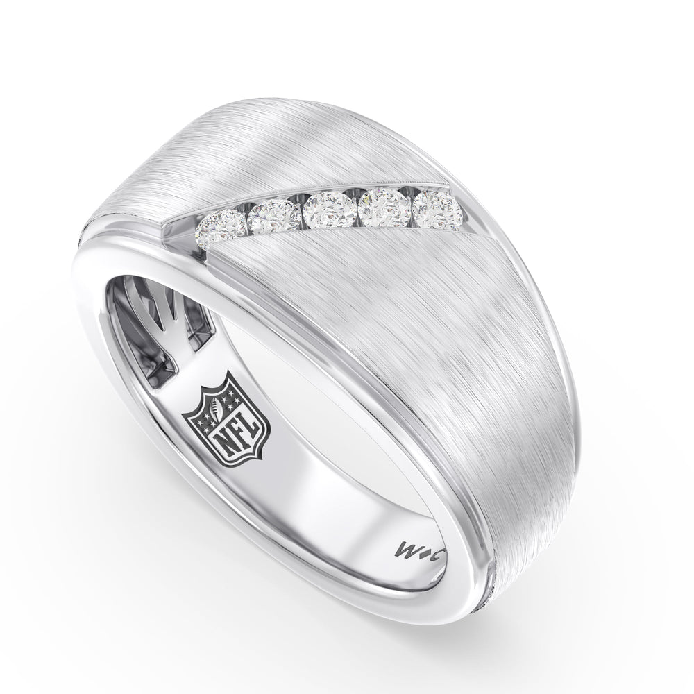 NFL Men's Diamond Band with Platinum / Natural / Bears Cut Diamond in 14KT Platinum / Natural / Bears view 4
