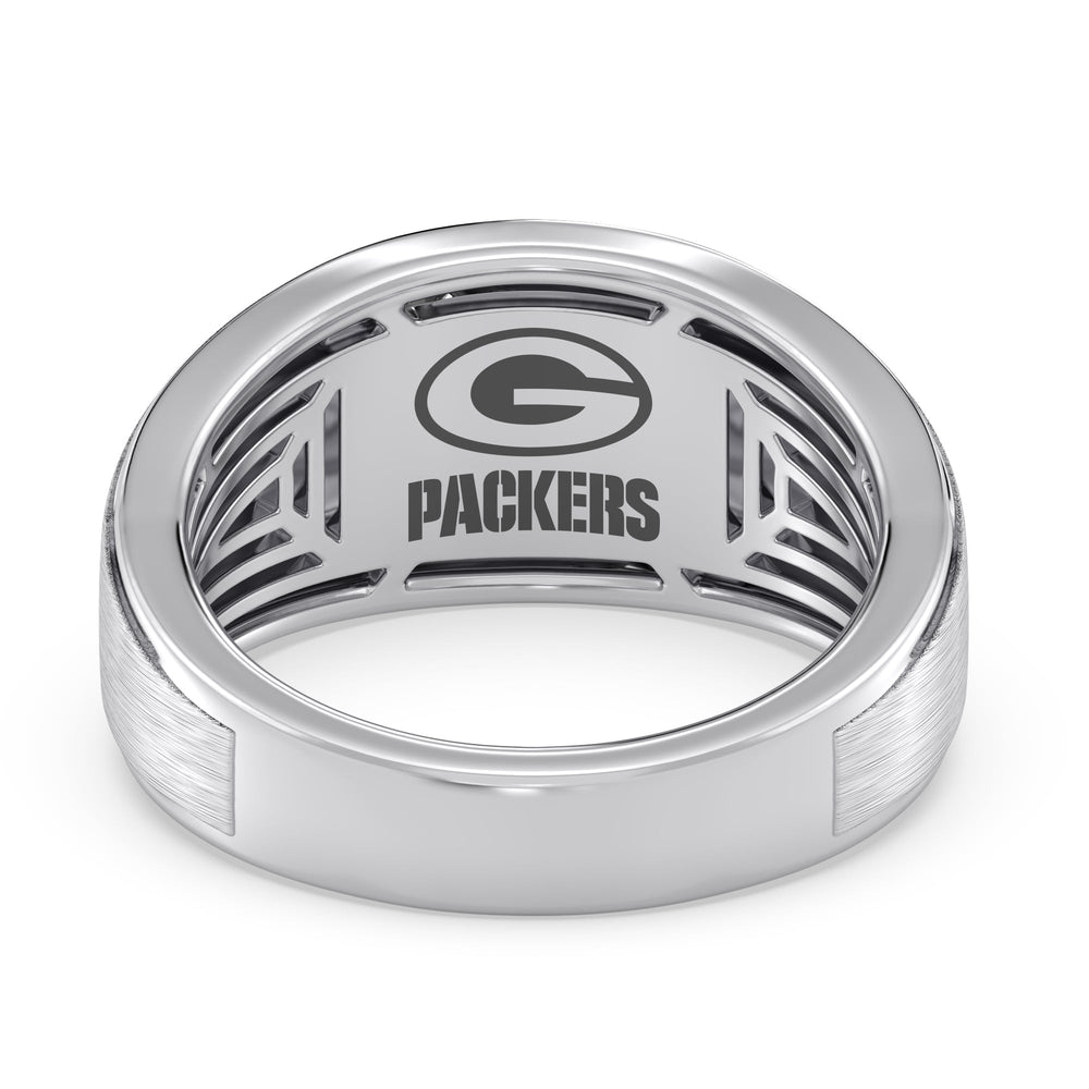NFL Men's Diamond Band with Platinum / Natural / Packers Cut Diamond in 14KT Platinum / Natural / Packers view 2
