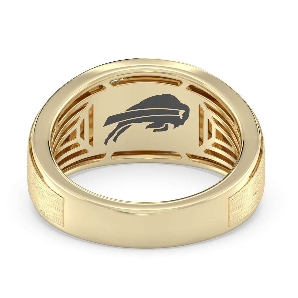 NFL Men's Diamond Band with 18KT Yellow Gold / Natural / Bills Cut Diamond in 14KT Yellow Gold / Natural / Bills view 2
