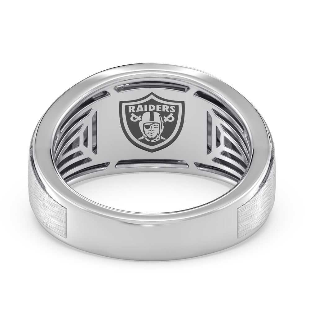 NFL Men's Diamond Band with Platinum / Natural / Raiders Cut Diamond in 14KT Platinum / Natural / Raiders view 2
