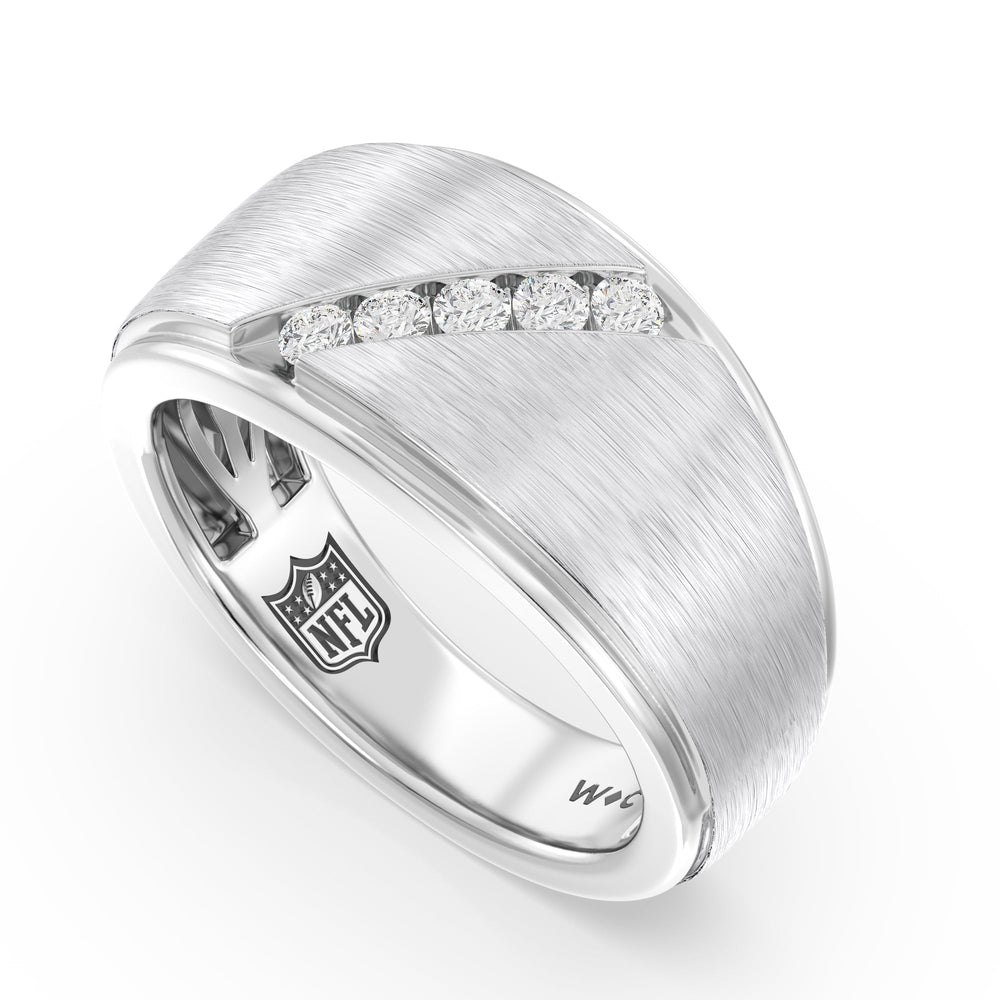 NFL Men's Diamond Band with Platinum / Natural / Raiders Cut Diamond in 14KT Platinum / Natural / Raiders view 4
