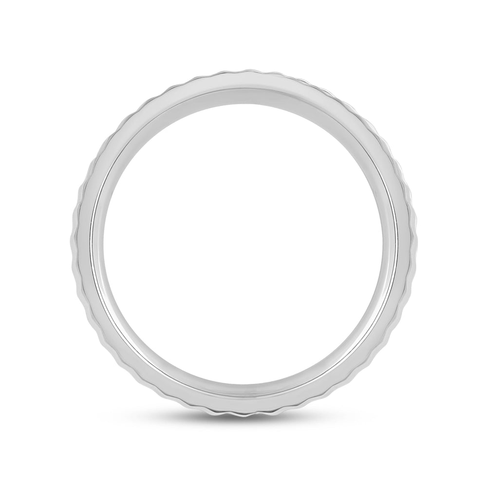 Fluted Men's Ring with 18KT White Gold / 6 Cut Diamond in 14KT White Gold / 6 view 2
