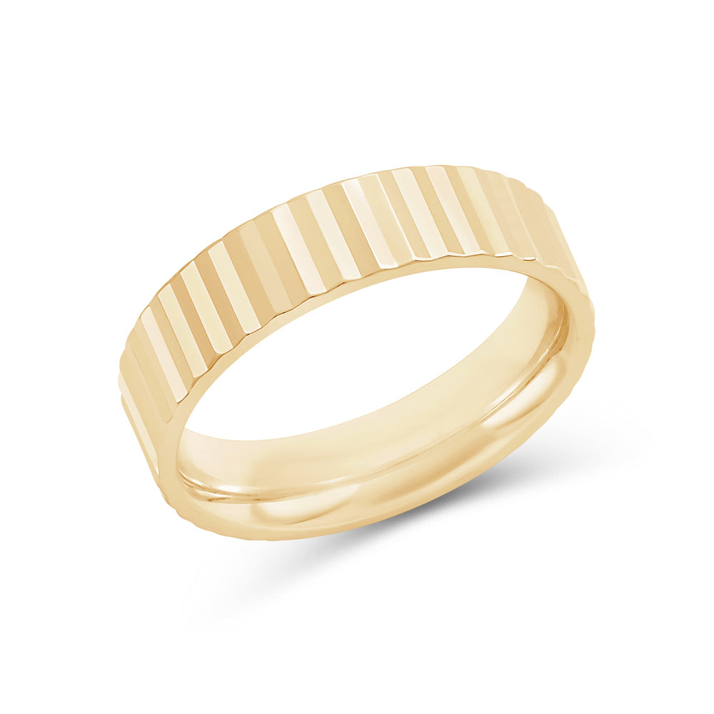 Fluted Men's Ring with 18KT Yellow Gold / 6 Cut Diamond in 14KT Yellow Gold / 6 view 4
