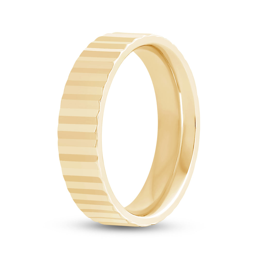 Fluted Men's Ring with 18KT Yellow Gold / 6 Cut Diamond in 14KT Yellow Gold / 6 view 3

