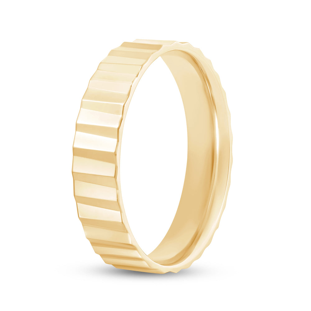 Fluted Slant Men's Ring with 18KT Yellow Gold / 5 Cut Diamond in 14KT Yellow Gold / 5 view 3
