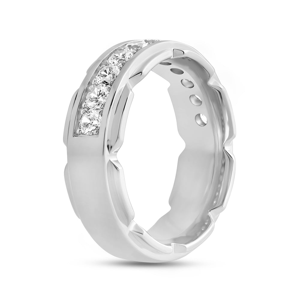 V Frame Men's Ring with 18KT White Gold / Lab / 1 1/8 Cut Diamond in 14KT White Gold / Lab / 1 1/8 view 4
