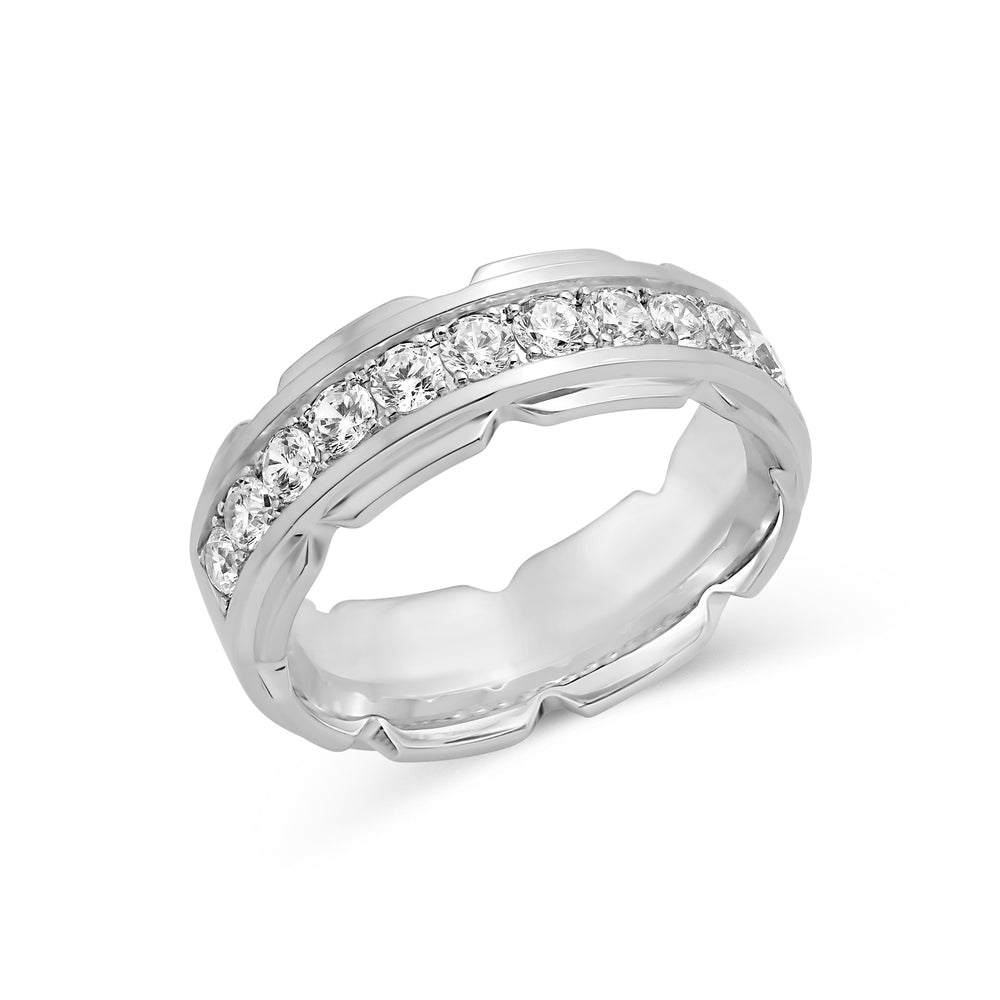 V Frame Men's Ring with 18KT White Gold / Lab / 1 1/8 Cut Diamond in 14KT White Gold / Lab / 1 1/8 view 3
