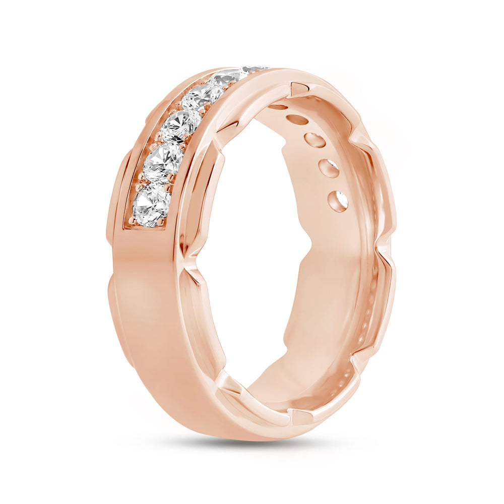 V Frame Men's Ring with 18KT Rose Gold / Lab / 1 1/8 Cut Diamond in 14KT Rose Gold / Lab / 1 1/8 view 4
