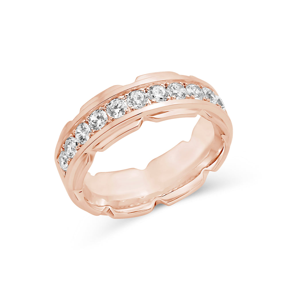 V Frame Men's Ring with 18KT Rose Gold / Lab / 1 1/8 Cut Diamond in 14KT Rose Gold / Lab / 1 1/8 view 3
