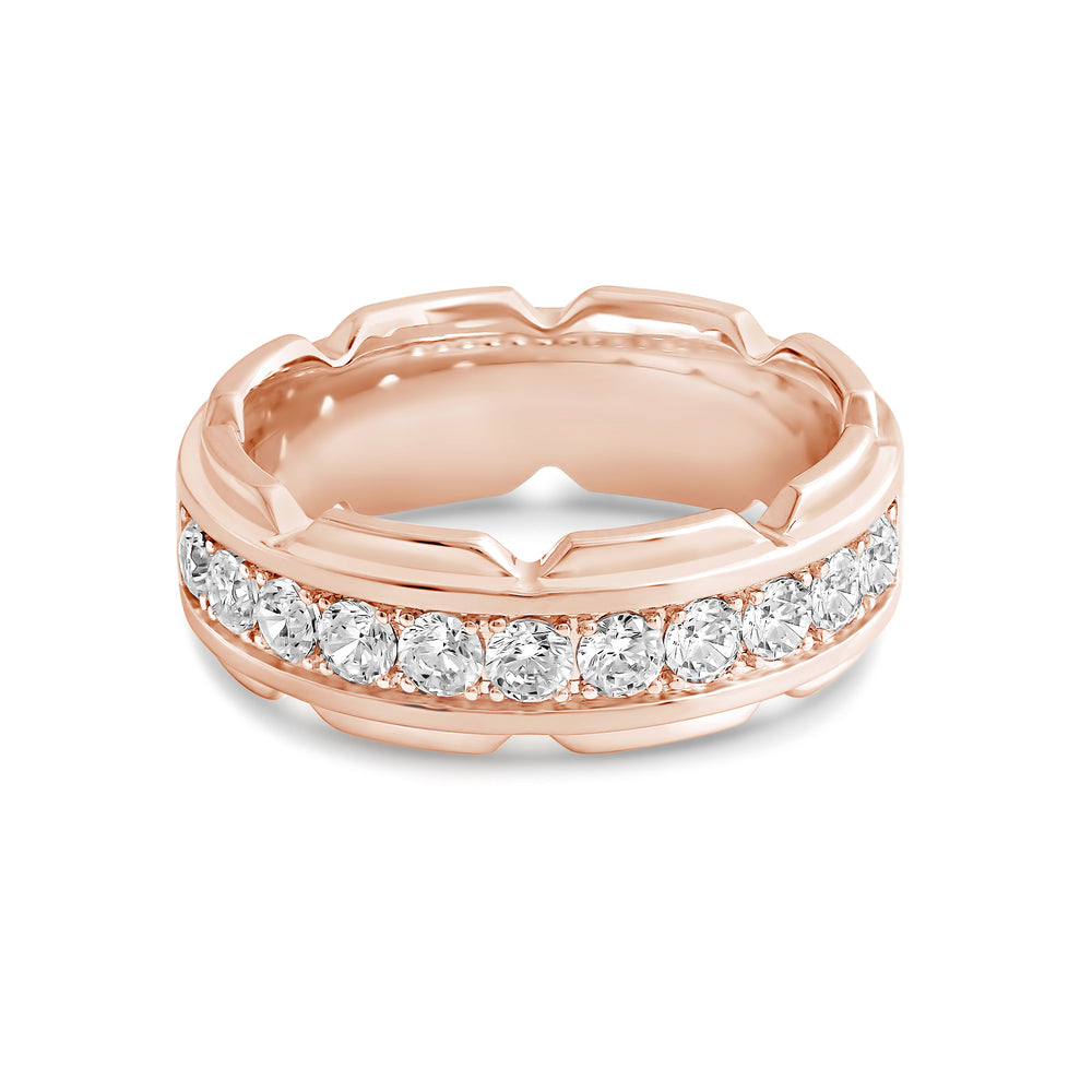 V Frame Men's Ring with 18KT Rose Gold / Lab / 1 1/8 Cut Diamond in 14KT Rose Gold / Lab / 1 1/8 view 1
