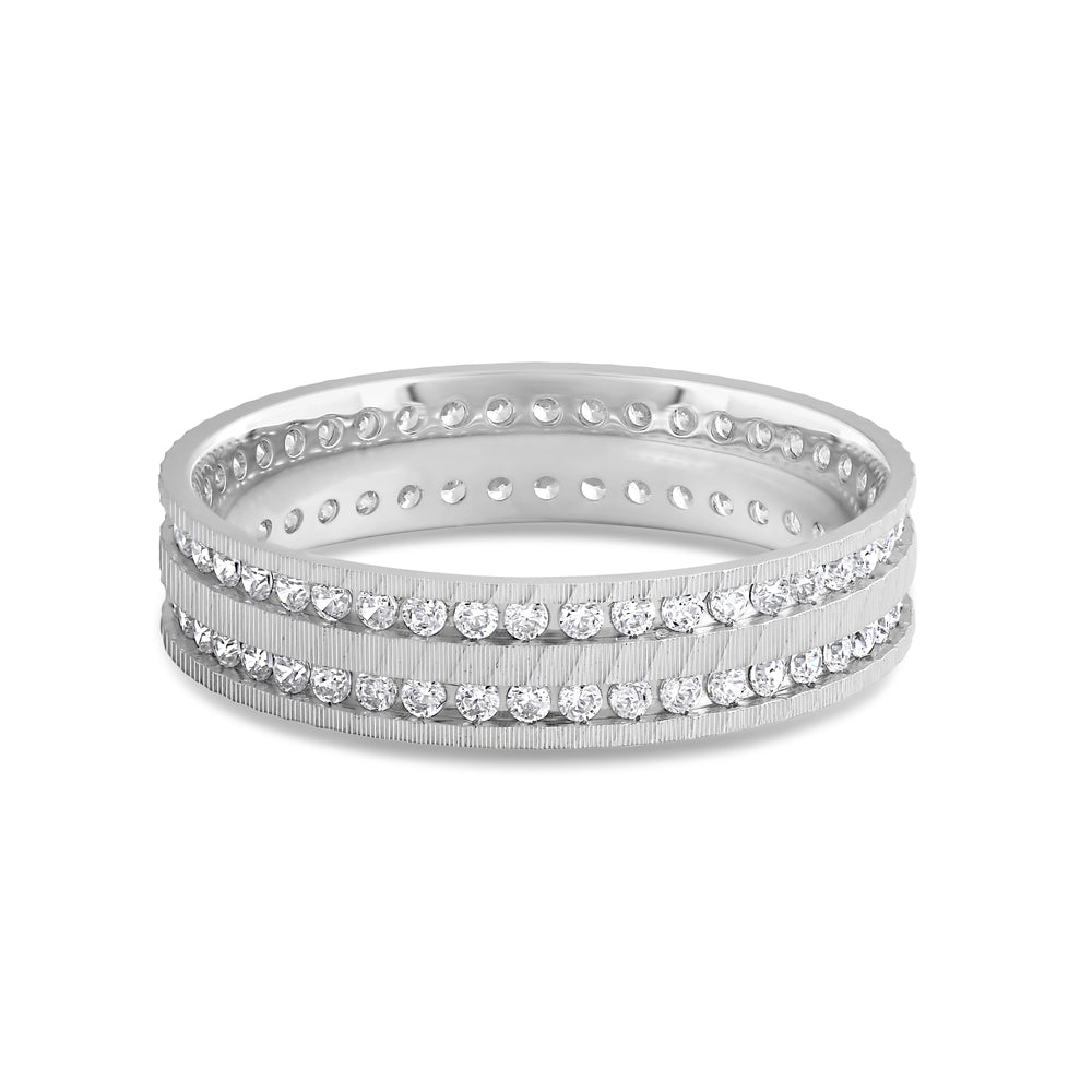 Layered Wave Men's Ring with 18KT White Gold / Lab / 9/10 Cut Diamond in 14KT White Gold / Lab / 9/10 view 1
