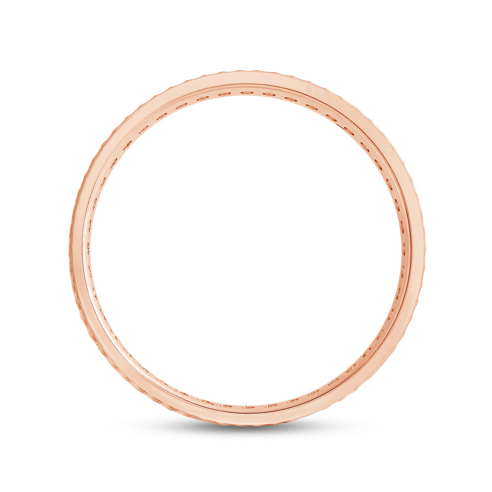 Layered Wave Men's Ring with 18KT Rose Gold / Lab / 9/10 Cut Diamond in 14KT Rose Gold / Lab / 9/10 view 2
