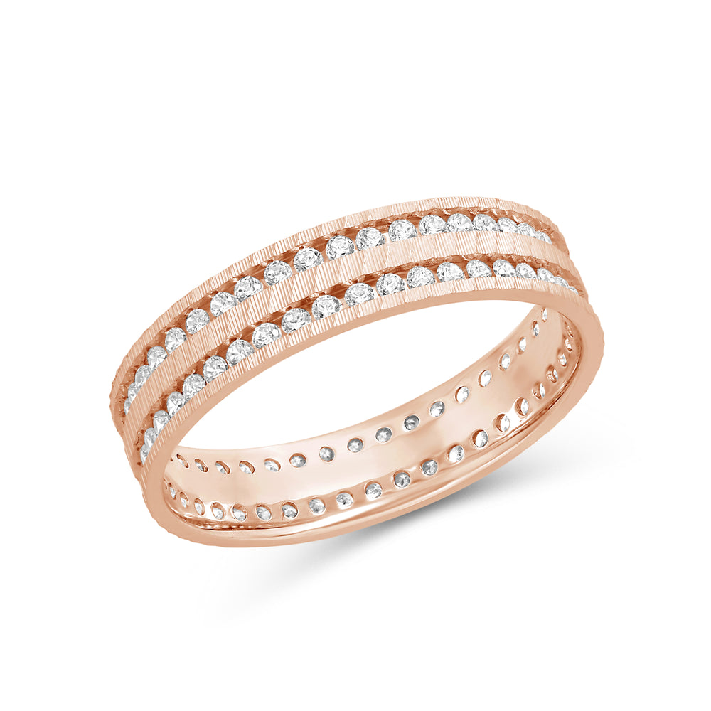 Layered Wave Men's Ring with 18KT Rose Gold / Lab / 9/10 Cut Diamond in 14KT Rose Gold / Lab / 9/10 view 4
