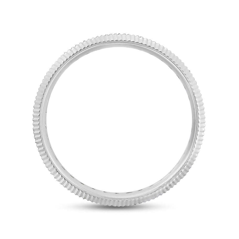 Fluted Frame Men's Ring with 18KT White Gold / Lab / 1 Cut Diamond in 14KT White Gold / Lab / 1 view 2
