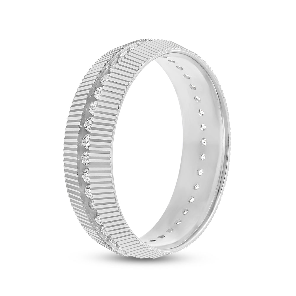 Fluted Frame Men's Ring with 18KT White Gold / Lab / 1 Cut Diamond in 14KT White Gold / Lab / 1 view 4
