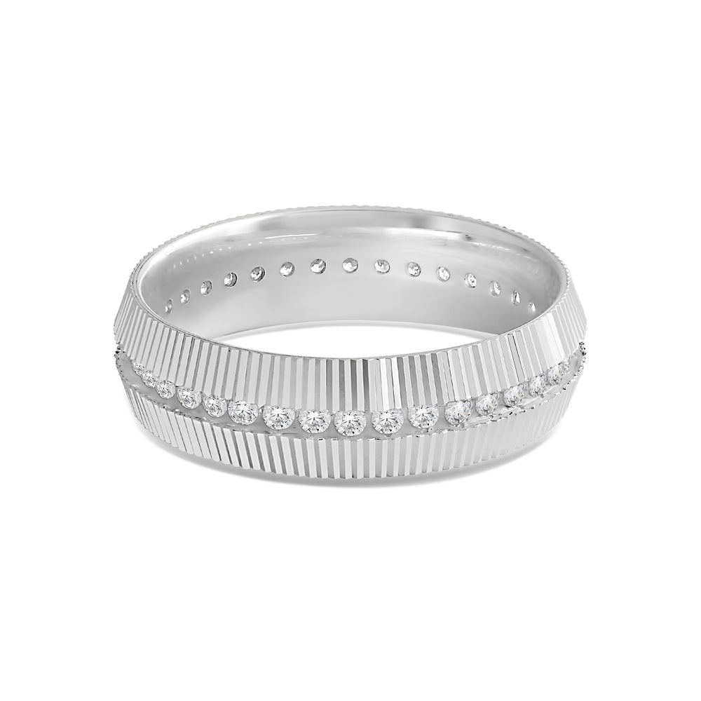 Fluted Frame Men's Ring with 18KT White Gold / Lab / 1 Cut Diamond in 14KT White Gold / Lab / 1 view 1
