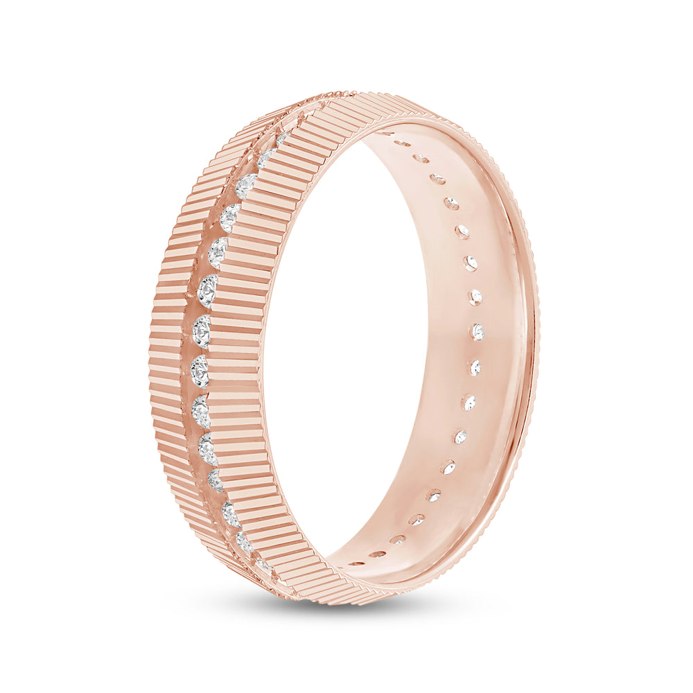 Fluted Frame Men's Ring with 18KT Rose Gold / Lab / 1 Cut Diamond in 14KT Rose Gold / Lab / 1 view 4
