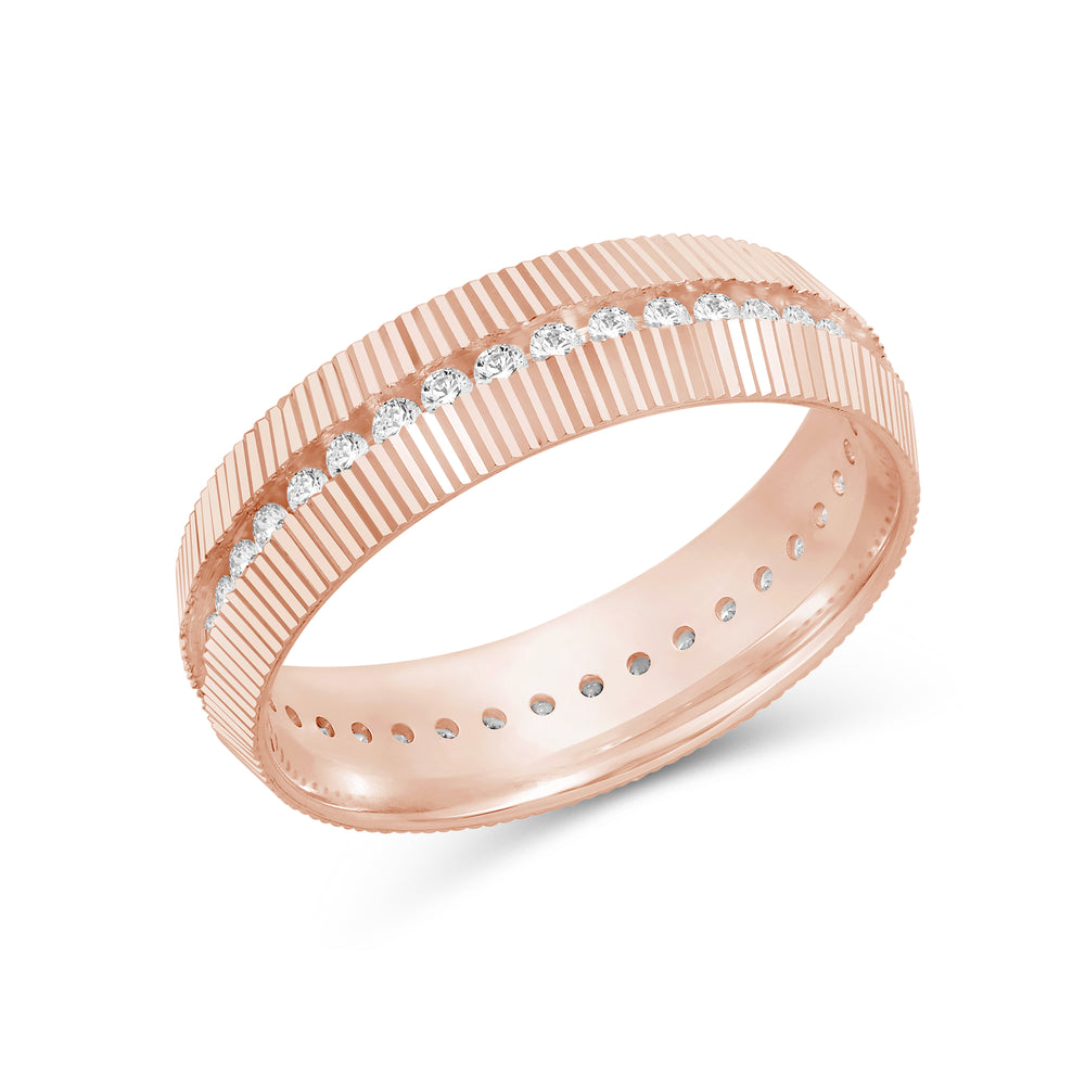 Fluted Frame Men's Ring with 18KT Rose Gold / Lab / 1 Cut Diamond in 14KT Rose Gold / Lab / 1 view 3
