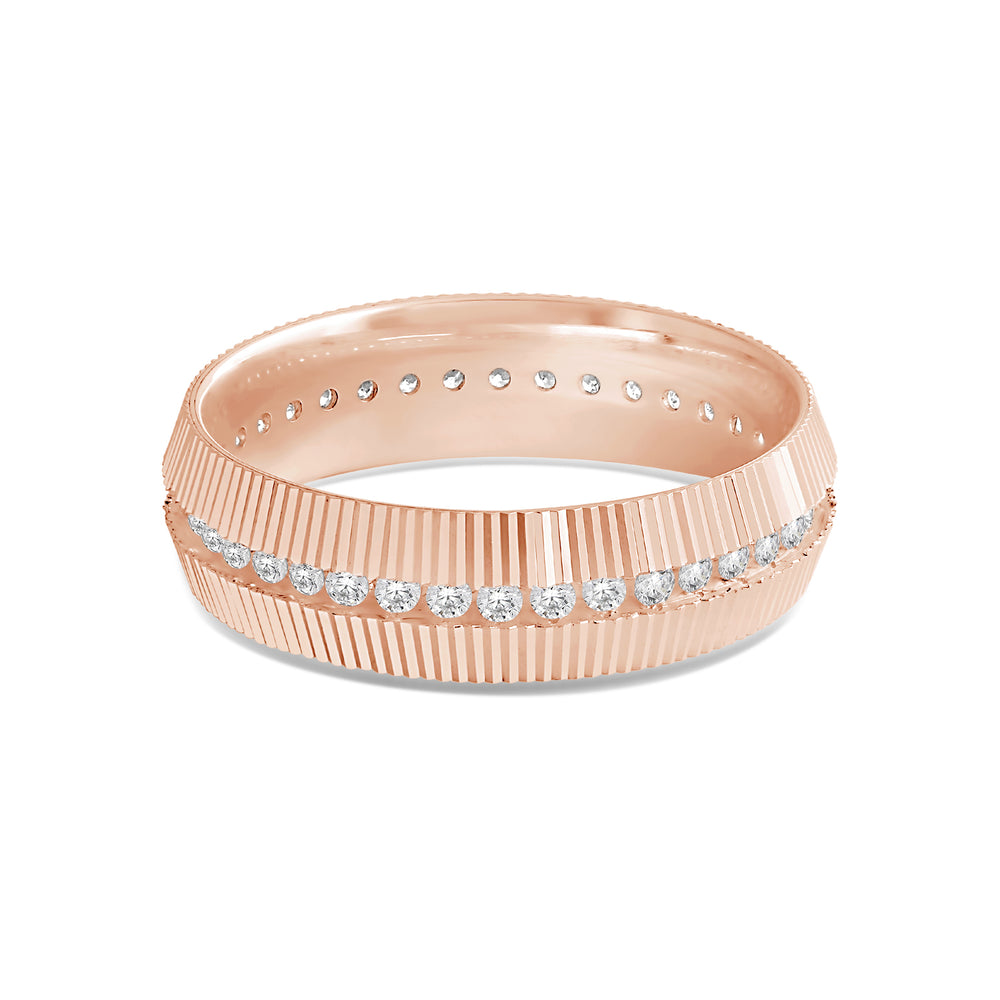 Fluted Frame Men's Ring with 18KT Rose Gold / Lab / 1 Cut Diamond in 14KT Rose Gold / Lab / 1 view 1
