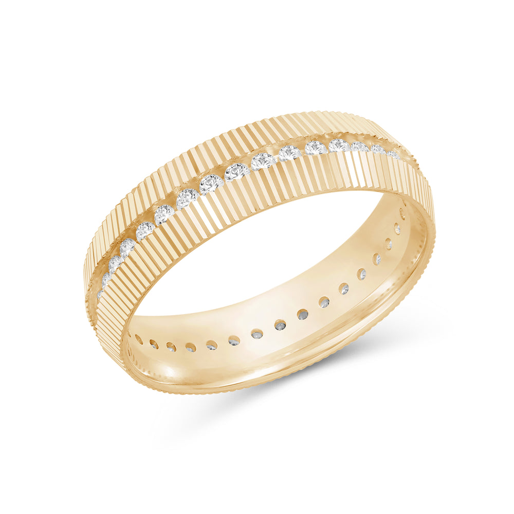 Fluted Frame Men's Ring with 18KT Yellow Gold / Lab / 1 Cut Diamond in 14KT Yellow Gold / Lab / 1 view 3
