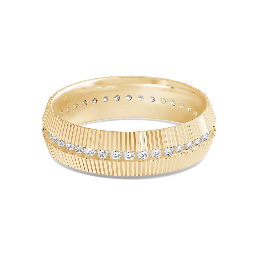 Fluted Frame Men's Ring with 18KT Yellow Gold / Lab / 1 Cut Diamond in 14KT Yellow Gold / Lab / 1 view 1
