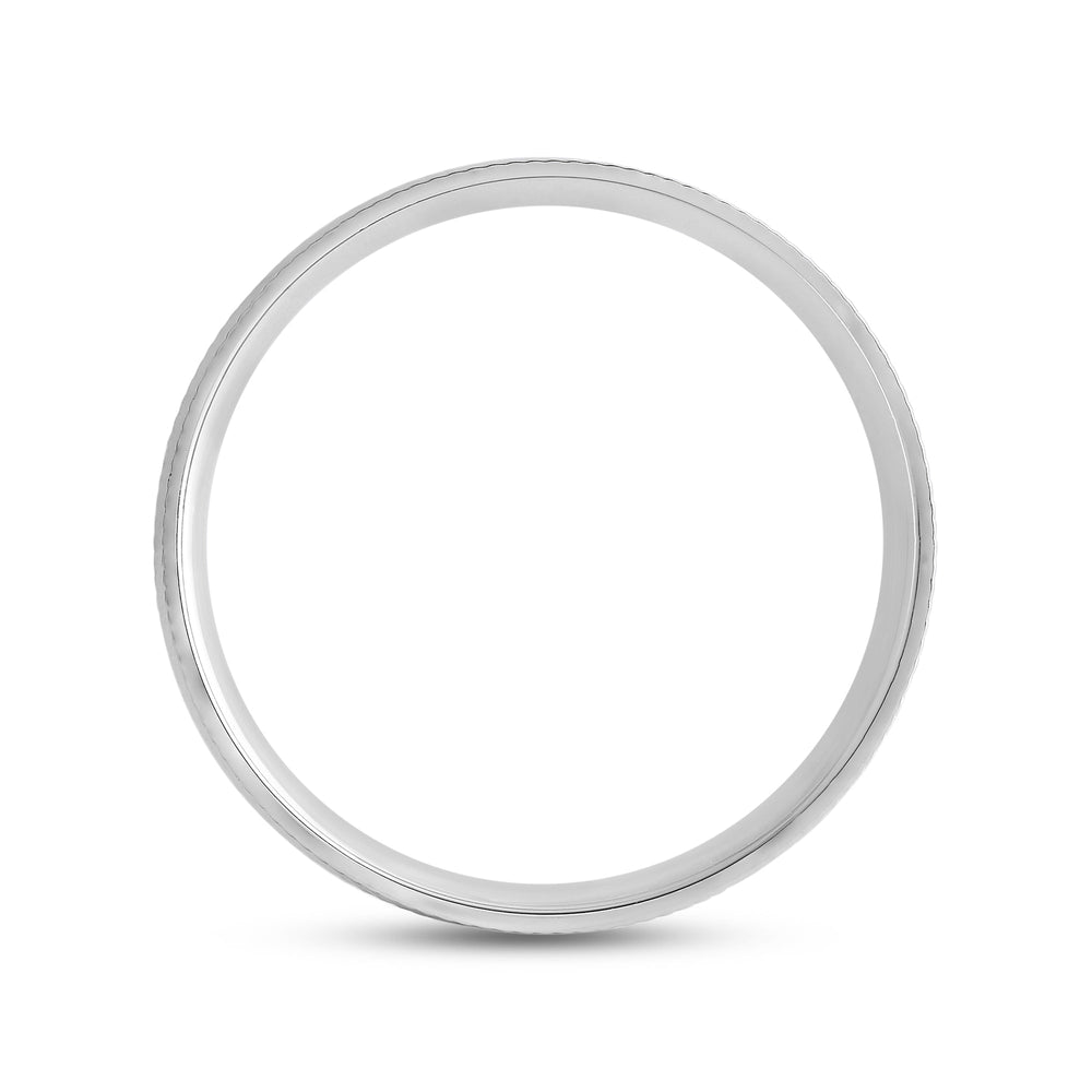 Ribbed Reverse Men's Ring with 18KT White Gold / 6 Cut Diamond in 14KT White Gold / 6 view 2
