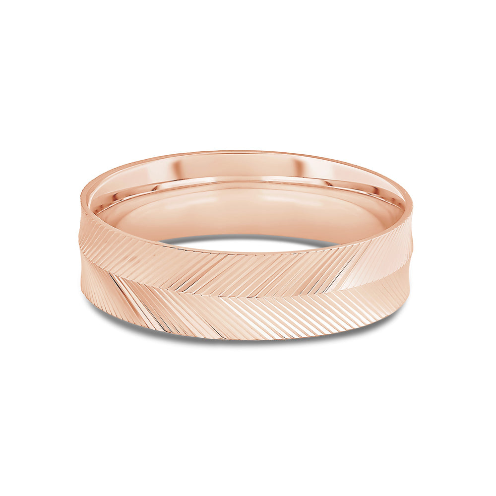 Ribbed Reverse Men's Ring with 18KT Rose Gold / 6 Cut Diamond in 14KT Rose Gold / 6 view 1
