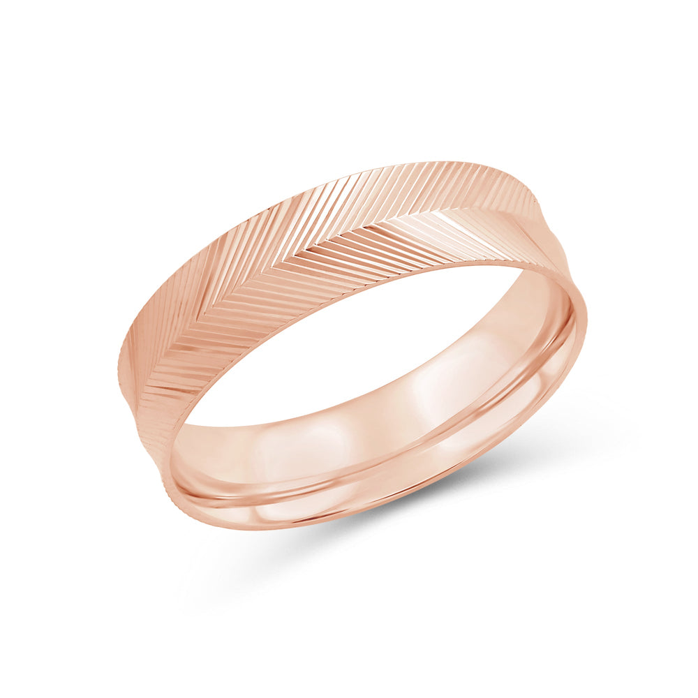 Ribbed Reverse Men's Ring with 18KT Rose Gold / 6 Cut Diamond in 14KT Rose Gold / 6 view 4
