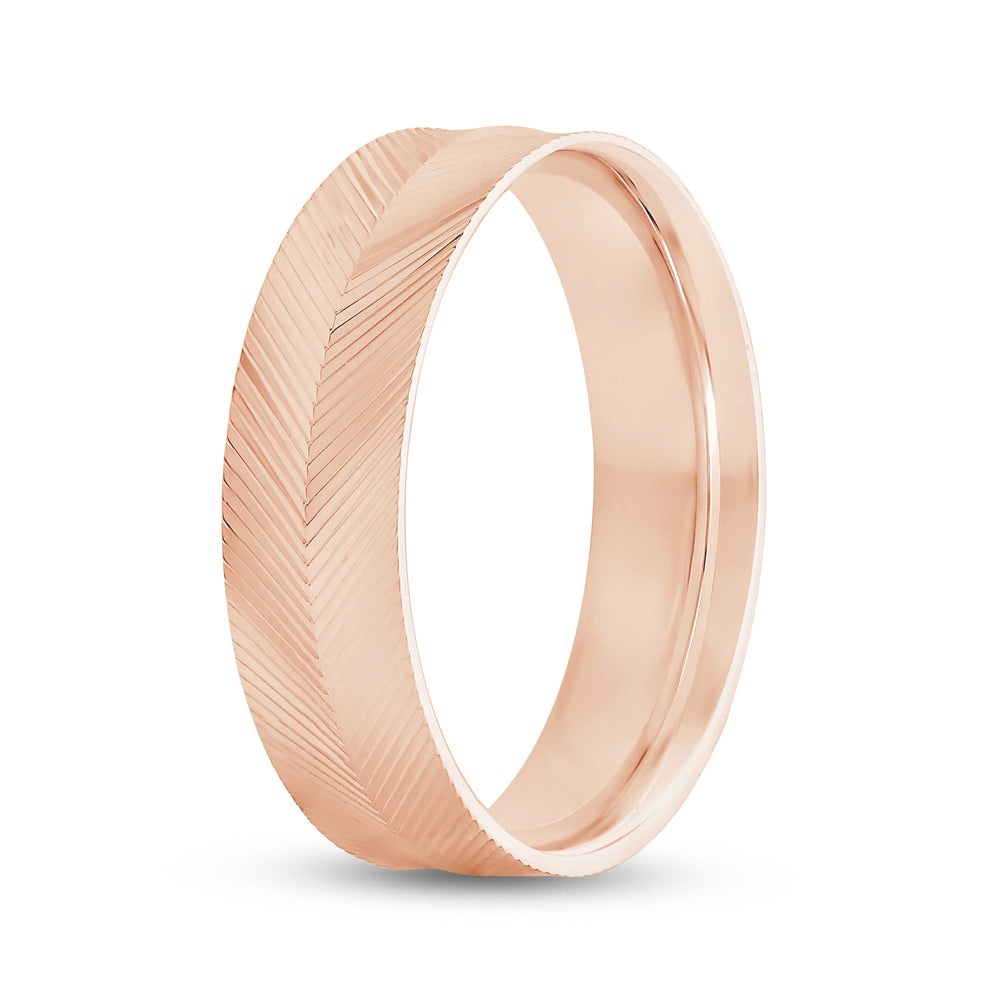 Ribbed Reverse Men's Ring with 18KT Rose Gold / 6 Cut Diamond in 14KT Rose Gold / 6 view 3
