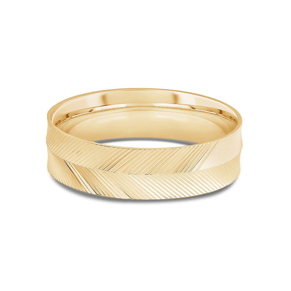 Ribbed Reverse Men's Ring with 18KT Yellow Gold / 6 Cut Diamond in 14KT Yellow Gold / 6 view 1

