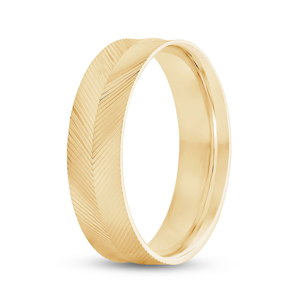 Ribbed Reverse Men's Ring with 18KT Yellow Gold / 6 Cut Diamond in 14KT Yellow Gold / 6 view 3

