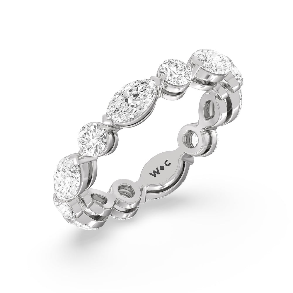 East-West Marquise and Round Eternity Ring with Platinum / Natural / 2 1/2 Cut Diamond in 14KT Platinum / Natural / 2 1/2 view 2
