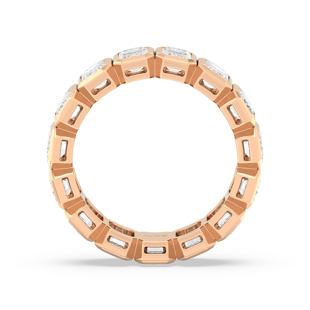 Emerald Bezel Eternity Ring with 18KT Rose Gold / Lab / 5 Cut Diamond in 14KT Rose Gold / Lab / 5 view 2
