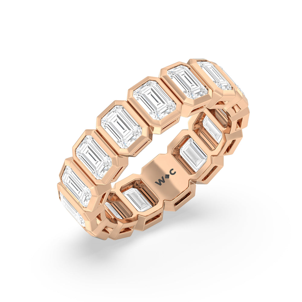 Emerald Bezel Eternity Ring with 18KT Rose Gold / Lab / 5 Cut Diamond in 14KT Rose Gold / Lab / 5 view 3
