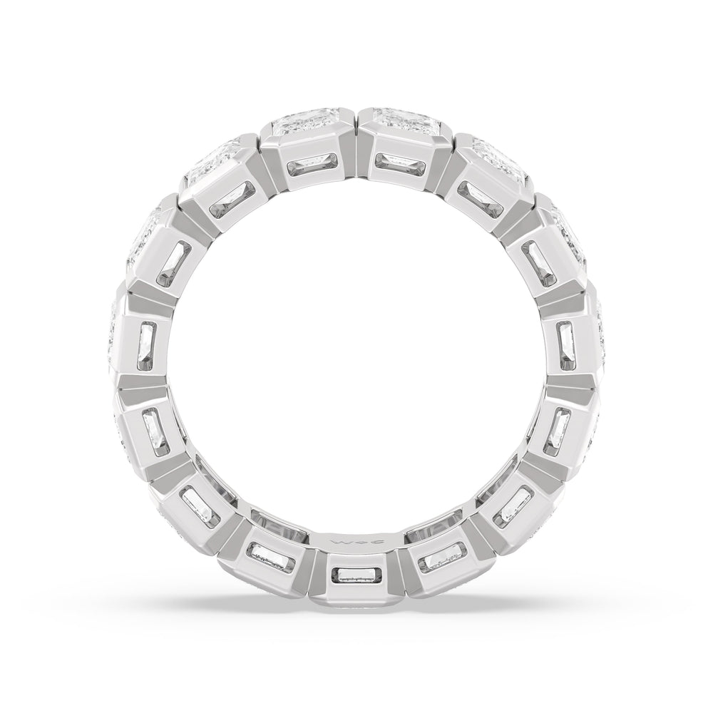 Emerald Bezel Eternity Ring with Platinum / Lab / 5 Cut Diamond in 14KT Platinum / Lab / 5 view 2

